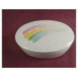 Vintage Televlora rainbow trinket dish with lid