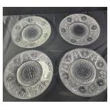 4 Vintage INDIANA Sandwich Clear Glass Dinner