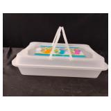 Plastic cake carrying container 14" long x 3"