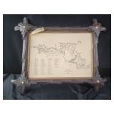 20x16 vintage framed map of Roaring Gap NC 1951