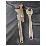Vintage pipe wrench, crescent wrench