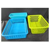 Plastic storage baskets