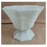 Vintage Milk Glass Pedastal Footed Bowl Grapes &