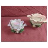 Porcelain floral candle holders