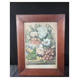 13x17 framed print FRUIT AND FLOWERS BY CURRIER