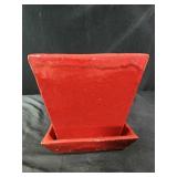 Red ceramic flower pot 7x7x7