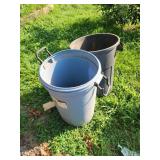 2 trash cans plastic