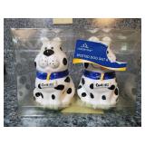 Spotted dog salt and pepper shakers