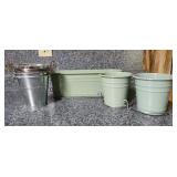 Six planters, oblong trough planter and two