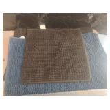 Blue and black bathroom rugs. 1-18 x 18 and 2-29