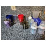 Baby bottles, cups, glasses, ice cube trays