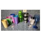Plastic cups. Travel mugs. Plastic glasses