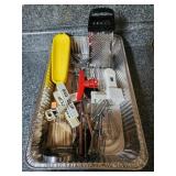 Grater. Skewers. Bag clips and assorted whisks