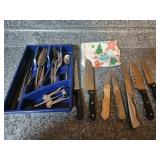 Knives, Flatware. Towel