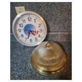 Ceiling light and a wall clock