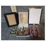 Phone key ring, small clipboard. Dry erase board.