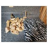 Wooden Blocks, zebra throw, home decor, bunny