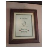 Bless This Country Kitchen cross stitched framed