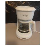 Mr. Coffee 5 cup coffee maker. Powers on