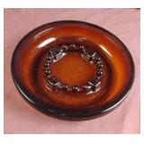 Vintage amber cigar ashtray 8"