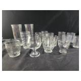Assorted vintage drinking glasses