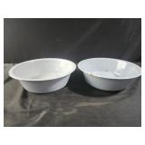 Two blue enamel pans 10x3