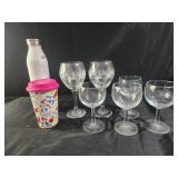 Travel cups, wine glasses