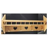 33" wooden shelf plate display with hook pegs