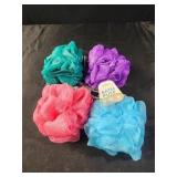 4 new bath puffs sponges