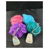 4 new bath puffs sponges