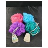 4 new bath puffs sponges