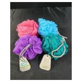 4 new bath puffs sponges
