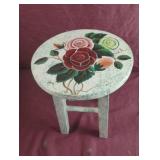 Mini floral painted stool 11"