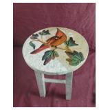 Mini cardinal painted stool. 11"