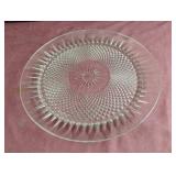 Vintage glass platter with starburst and diamond