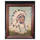 12x15 vtg Native American painting signed