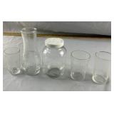 Lot of 5 Vintage Glasses, 1 Jar