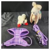 Pet small harness and leash, toys
