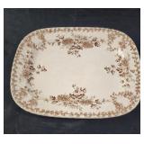 Antique IronStone plate Platter Brown Floral