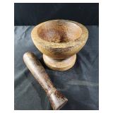 Large coconut palm wood mortar and pestle