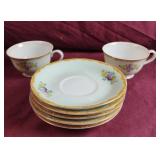 Vintage Silver saucers and 2 tea cups