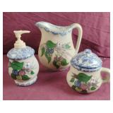 Vintage floral pitcher, creamer and soap