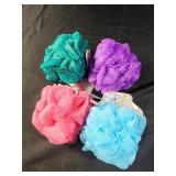 4 new bath puffs sponges
