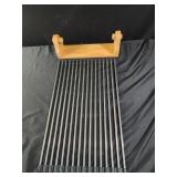 Over the sink foldable dish rack and wooden paper