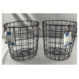 2 Metal Round Baskets