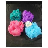 4 new bath puffs sponges