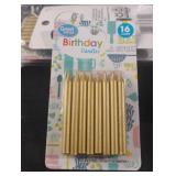 Gold birthday candles. 12-16 ct packs