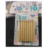 Gold birthday candles. 12-16 ct packs