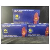3 boxes 100 ct each medium vinyl gloves