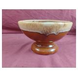 MCM drip glaze pedestal bowl 6 x 3.5 x 4.5